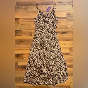 NWT Adore Me Leopard Slip Dress Mob Wife Bombshell Satin Animal Print Maxi